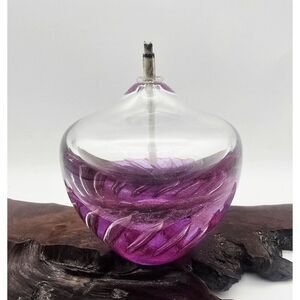 Maytum Studio Signed Pink Iridescent Bullicante Oil Bottle Art Glass